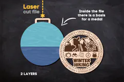 Winter Hiking Sport Medal SVG laser cut files for Glowforge Product Image 2