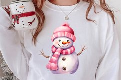 Cute Pink Christmas Snowman Sublimation Clipart Product Image 2
