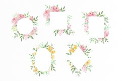 Watercolor Boho roses frame clipart Product Image 2