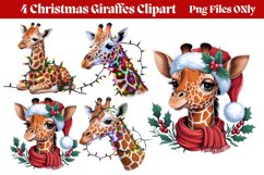 Christmas Giraffes Clipart PNG Product Image 1