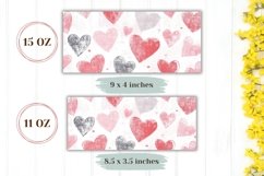 Pink Love Mug Design, Cartoon Hearts Mug Sublimation Product Image 2
