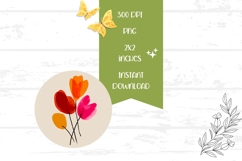 Art Tulips Earrings Print, Floral Round Earrings Design Product Image 2