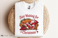 Santa Claus Relaxing On Couch Waiting For Christmas PNG Product Image 3