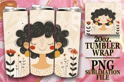 Cute Flower Portrait Tumbler Wrap Sublimation Design 20oz Product Image 1
