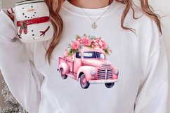 Pink Christmas Car clipart Sublimation, Christmas clipart Product Image 2
