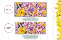 Pink Mug Template, Colorful Flowers Mug Sublimation Product Image 2