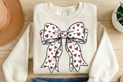 Valentine&#039;s Day Coquette Bow PNG, Red Heart Valentine&#039;s Product Image 2