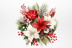 Christmas Flowers Watercolor Clipart PNG Product Image 2