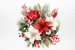 Christmas Flowers Watercolor Clipart PNG Product Image 2