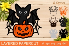 3d Halloween shadow box svg, Layered halloween gnome laser Product Image 5