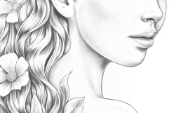 Flowers Girl coloring page for adults. Adult coloring page Product Image 3