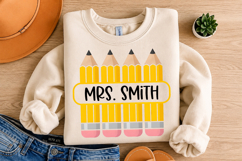 Teacher Pencil Monogram Png, Teacher Monogram Design Product Image 4