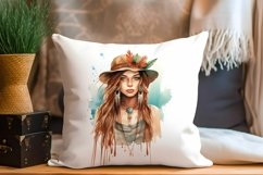 Digital set of 4 boho watercolor beautiful woman PNG Product Image 4