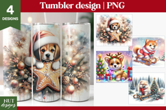 Festive dog Christmas tumbler sublimation, dog breed Product Image 1