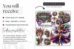 Mardi Gras Clipart, tambourine clipart, Carnival sublimation Product Image 2