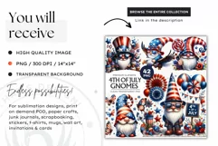 4th of July clipart, patriotic gnome clipart,USA flag png Product Image 3