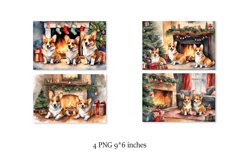 Watercolor cards with corgis for Christmas. Puppies Product Image 2