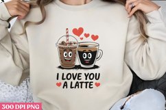 I love you a latte PNG, Retro Valentine Sublimation PNG Product Image 3