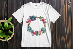 Rose Succulent Wreath Clipart Sublimation PNG Product Image 2