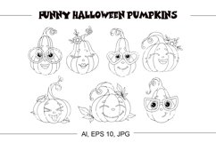 A set of sketches, doodles of funny Halloween pumpkins. Product Image 1