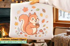 Autumn Clipart Design,Fox, Bear, Hedgehog &amp; Squirrel PNG SVG Product Image 3