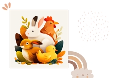 Easter Bunny Pillowcase, Cartoon Animals Pillow Template Product Image 2