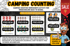 Camping Counting Worksheet Activities printable kindergarten Product Image 2