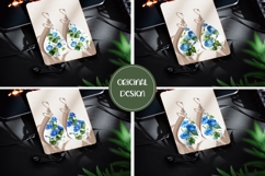 Blue Flowers Earrings, Floral Teardrop Earring Template Product Image 2