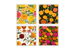 Marigold & Zinnia Flower Digital Paper | Flower Pattern Product Image 2