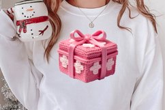 Pink Christmas Crochet Clipart, Christmas PNG Product Image 2