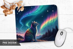 Starlit Rainbow Cat Aurora Borealis Mouse Pad PNG Design Product Image 1