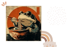 Cartoon Frog Pillow Case, Ramen Pillow Template Product Image 2