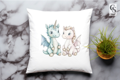 Cute Baby Unicorn Dragon Clipart Sublimation PNG Product Image 2