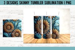 Tooled Leather Flowers Tumbler Sublimation PNG Product Image 2