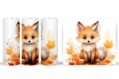 Fox Fall Tumbler Sublimation. Cute Fox Tumbler Wrap Design Product Image 2