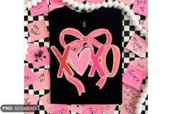 XOXO Valentines Day PNG | Preppy Bow Valentine Coquette PNG Product Image 2