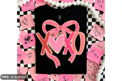 XOXO Valentines Day PNG | Preppy Bow Valentine Coquette PNG Product Image 2