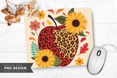 Trendy Leopard Spot Apple Colorful Sunflowers Mouse Pad PNG Product Image 1