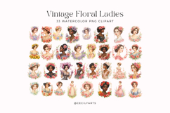 Watercolor Vintage Floral Ladies Clipart Bundle Product Image 2