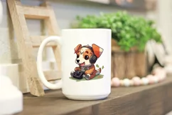 Cute Puppy playing video game SVG, Pet Clipart png Product Image 2