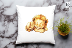 Sleeping Baby Lion Watercolor Clipart Sublimation PNG Product Image 2