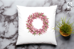 Pink Leaf Wreath Clipart Sublimation PNG Product Image 2