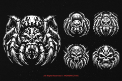 10 Bundle Dark Art Scary Spider Skull insect Tattoo Clipart Product Image 3