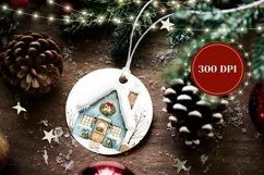 Watercolor Christmas Ornament, Winter House Ornament Design Product Image 2