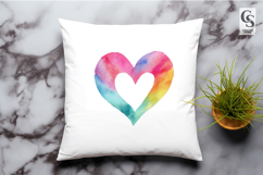 Watercolor Rainbow Heart Clipart Sublimation PNG Product Image 2
