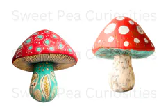 Mushrooms, Whimsical, Mixed Media, Ephemera, PNG, Clipart Product Image 2