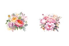 Watercolor Vintage Flowers Clipart Product Image 2