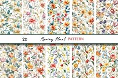 Colorful Spring Watercolor Flowers Seamless Digital Paper Product Image 2