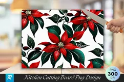 Rich Poinsettia Floral Christmas Cutting Board PNG Design Product Image 1