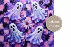 Cute Halloween Tumbler Design, Kawaii Ghost Tumbler Wrap Product Image 2